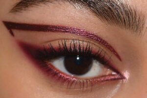 viva magenta graphic eye makeup