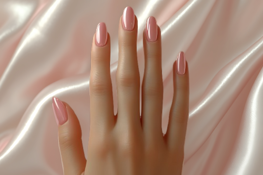 Sheer Pink Chrome Nails