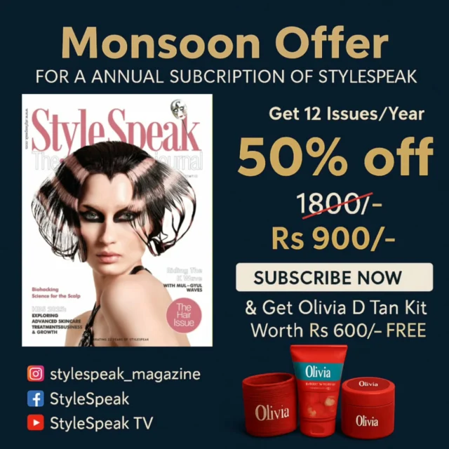 🎉 FLASH OFFER!

🔥 Get StyleSpeak Magazine for 1 Year at JUST ₹900/-
(Regular Price: ₹1800 – You Save ₹900!)

🎁 BONUS: Get a FREE Olivia De-Tan Kit worth ₹600 with your subscription!

Offer valid for a limited period! 

Click link in bio to subscribe now!